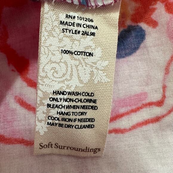 SOFT SURROUNDINGS Breezy Bloom Floral 100% Cotton Button Up Shirt Sz S - Picture 7 of 9